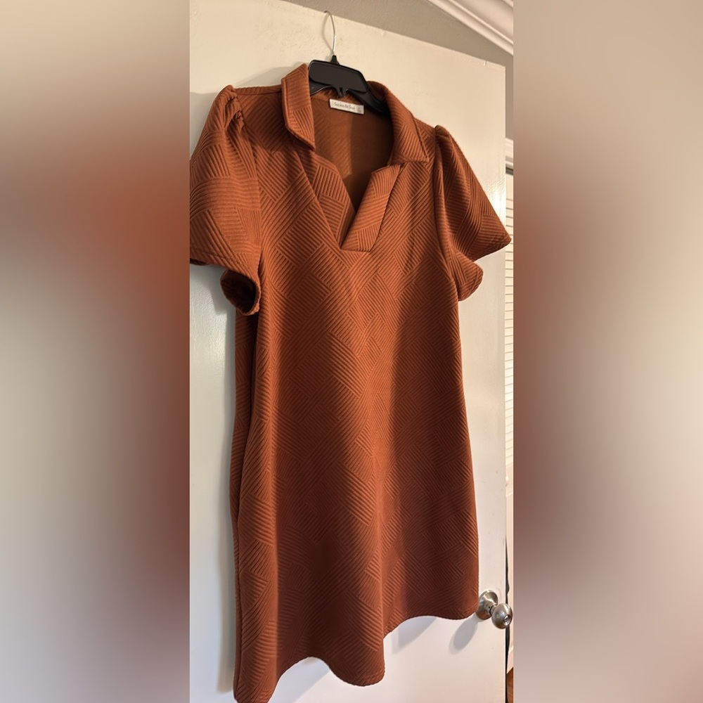 Chic Rust Short Sleeve Dress